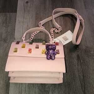 Betsey Johnson XOMYLO2 Blush Pink Crossbody Bag Gummy Bear & Studs Bag Charm NWT